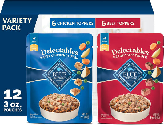 Blue Buffalo Delectables Variety Pack Dog Food Topper, 3 Oz, 12 Ct