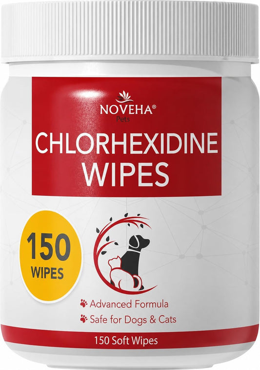 NOVEHA Pet Wipes - Formulated Pet Wipes - for Facial and Finger Folds, Underarms - 3" X 2" Size (150 Counts)
