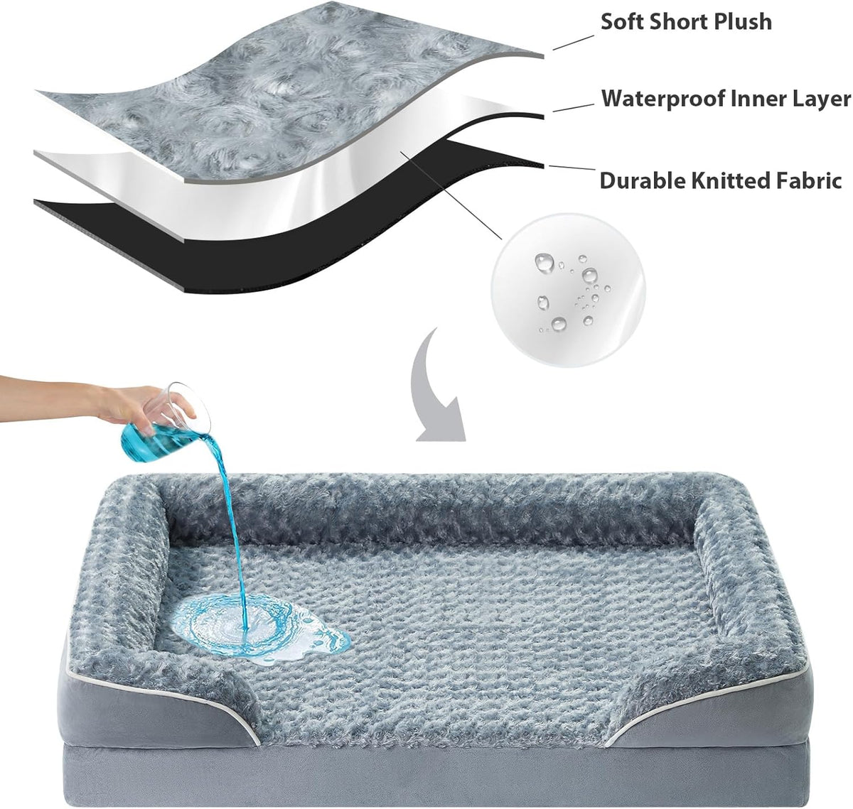 WNPETHOME Orthopedic Washable Dog Bed Large for Senior Dog Cozy Sleep