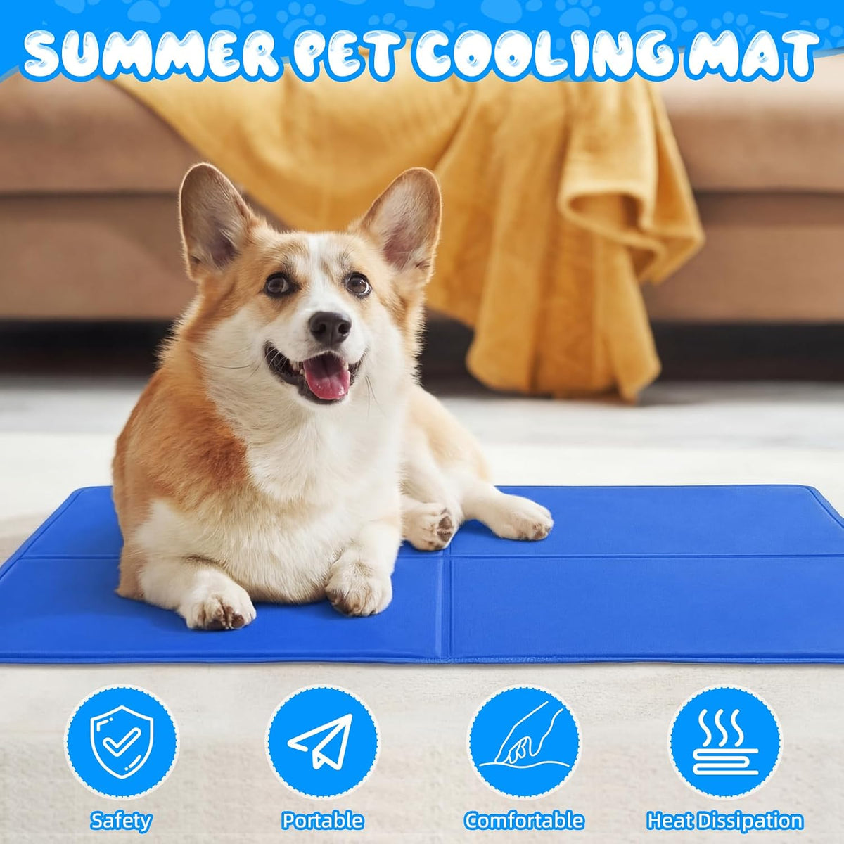 Drydiet 4 Pack 15"X 19" Dog Cooling Mat with Storage Bags