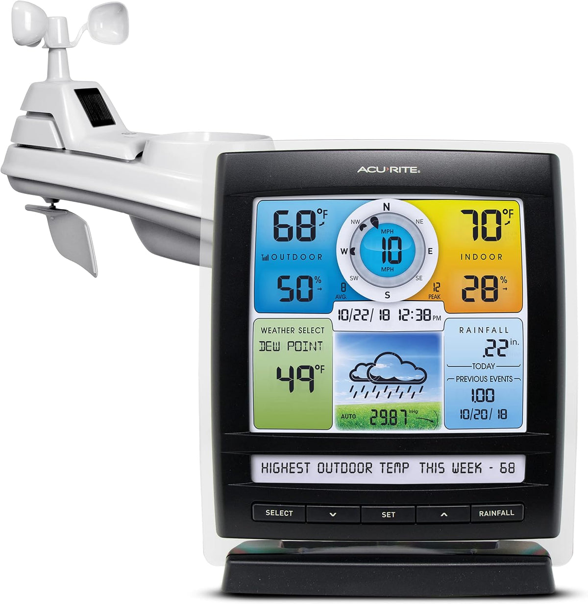 Acurite Iris (01512MCB) Indoor/Outdoor Wireless Weather Station, Color Screen