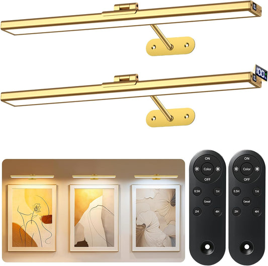 Picture Lights for Wall, 16Inch Rechargeable Art Light with Remote, 2Pack