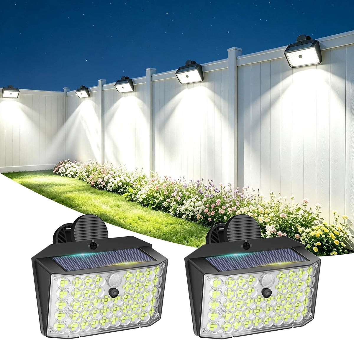 Outdoor Clip‑On Solar Light with Motion Sensor, 245LED, 600Lm（2Pack）