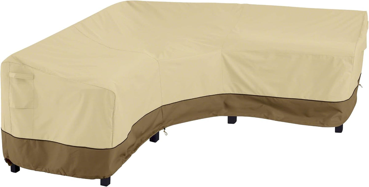Classic Accessories 55-882-011501-RT Veranda Patio V-Shaped Sectional Sofa Cover, 100" L (On Each Side) Large, Pebble/Bark/Earth, Patio Furniture Covers