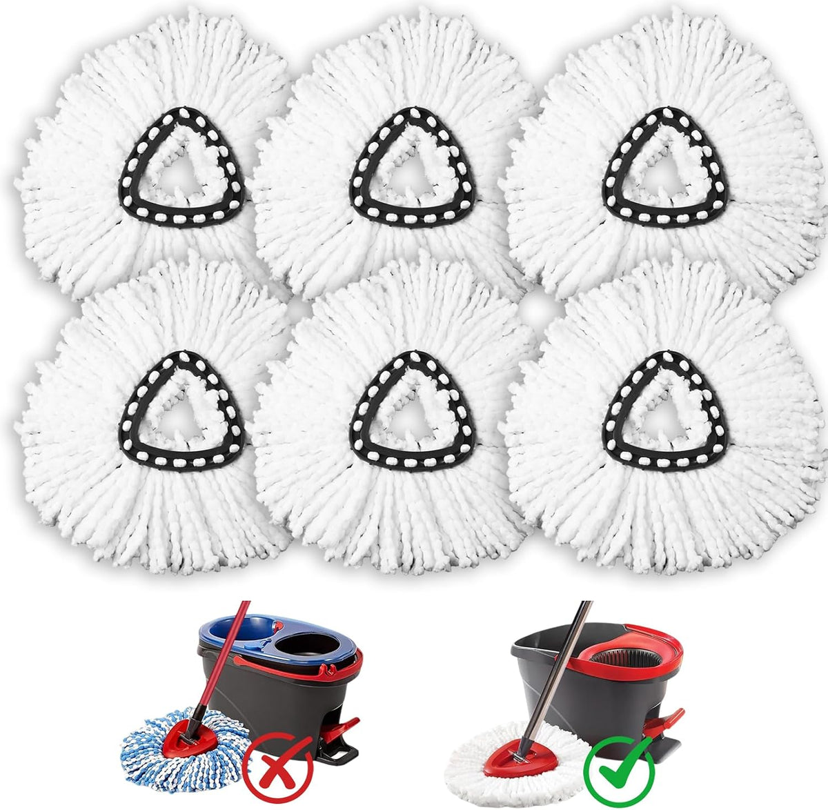 6 Pack Mop Head Replacement, Compatible with O Ceda Easywring 1-Tank System