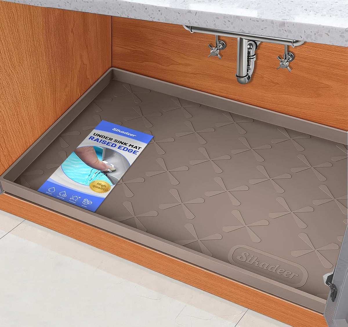 SIKADEER Waterproof under Sink Mat 19" X 19" Silicone Mat Cabinet Protector
