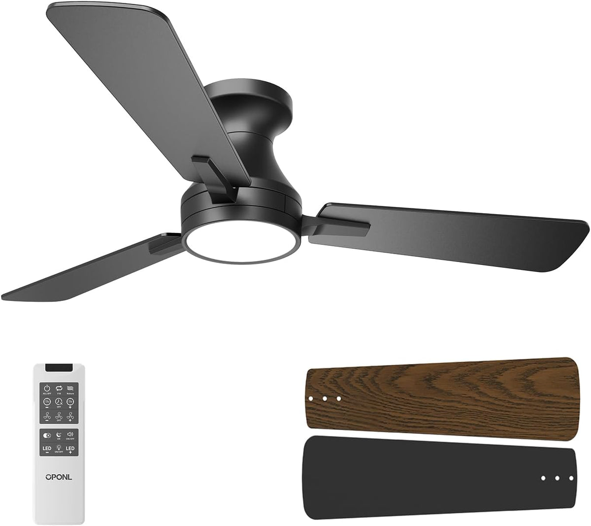 OPONL 42 Inch Low Profile Ceiling Fan with Light and Remote Control