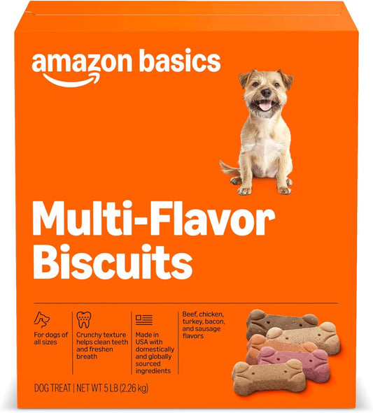 Amazon Basics Crunchy Dog Biscuits Multi Flavor Dog Treats 5 Lb. Box