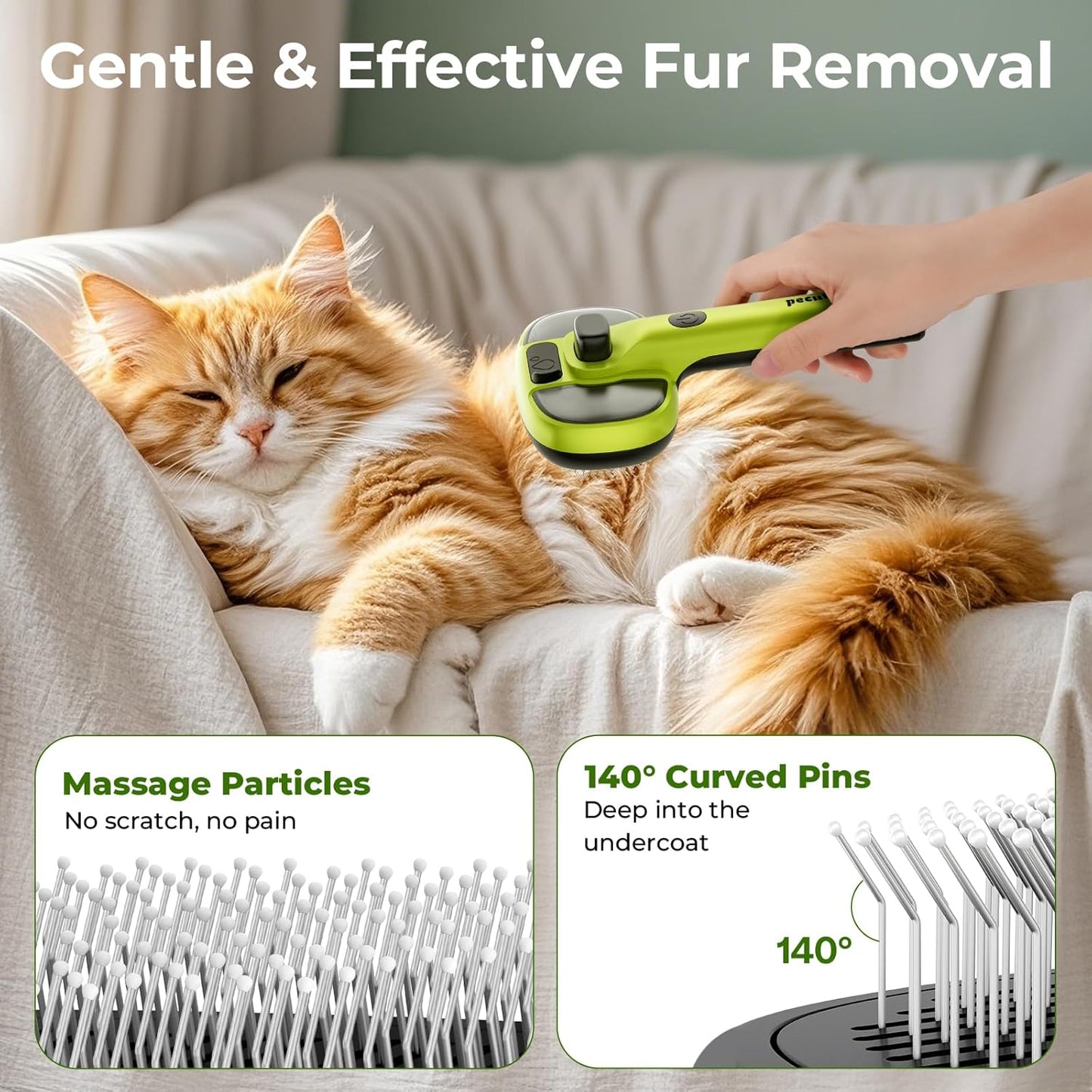 Pecute Self-Cleaning Steam Dog Cat Brush for Heavy Shedding/Long Coats | Gentle, Undercoat Removal & Smoothing, Shedding Control, for Water-Anxious Pets, 2 Cool Mist Modes, XL Tank