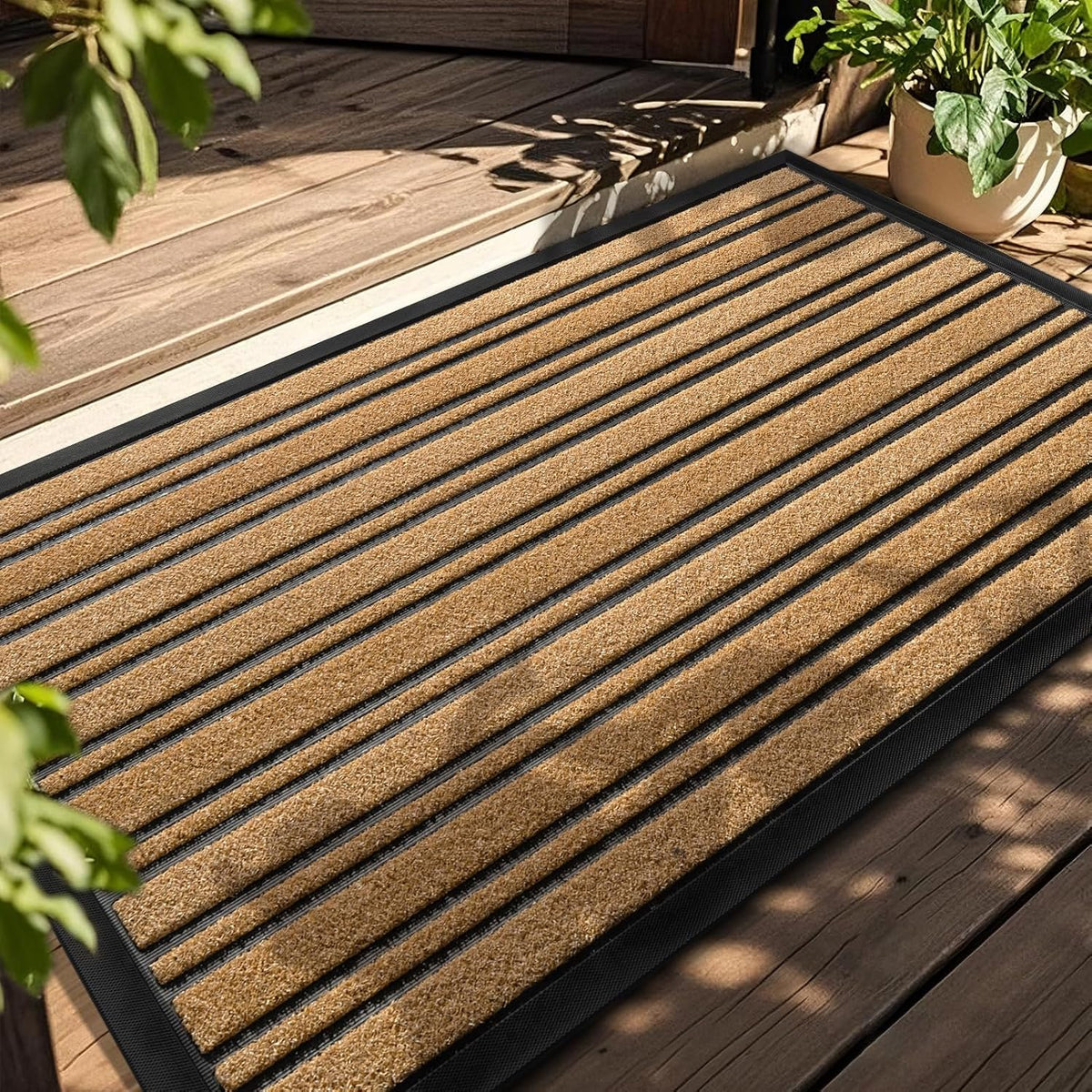 BEHERO Door Mat Outdoor Entrance, 29.5"X17" Extra Durable Front Door Mat Outside, Heavy Duty Welcome Mat for outside Entry, Back Door Mats Non Slip, Waterproof All-Season Doormats, Yellow