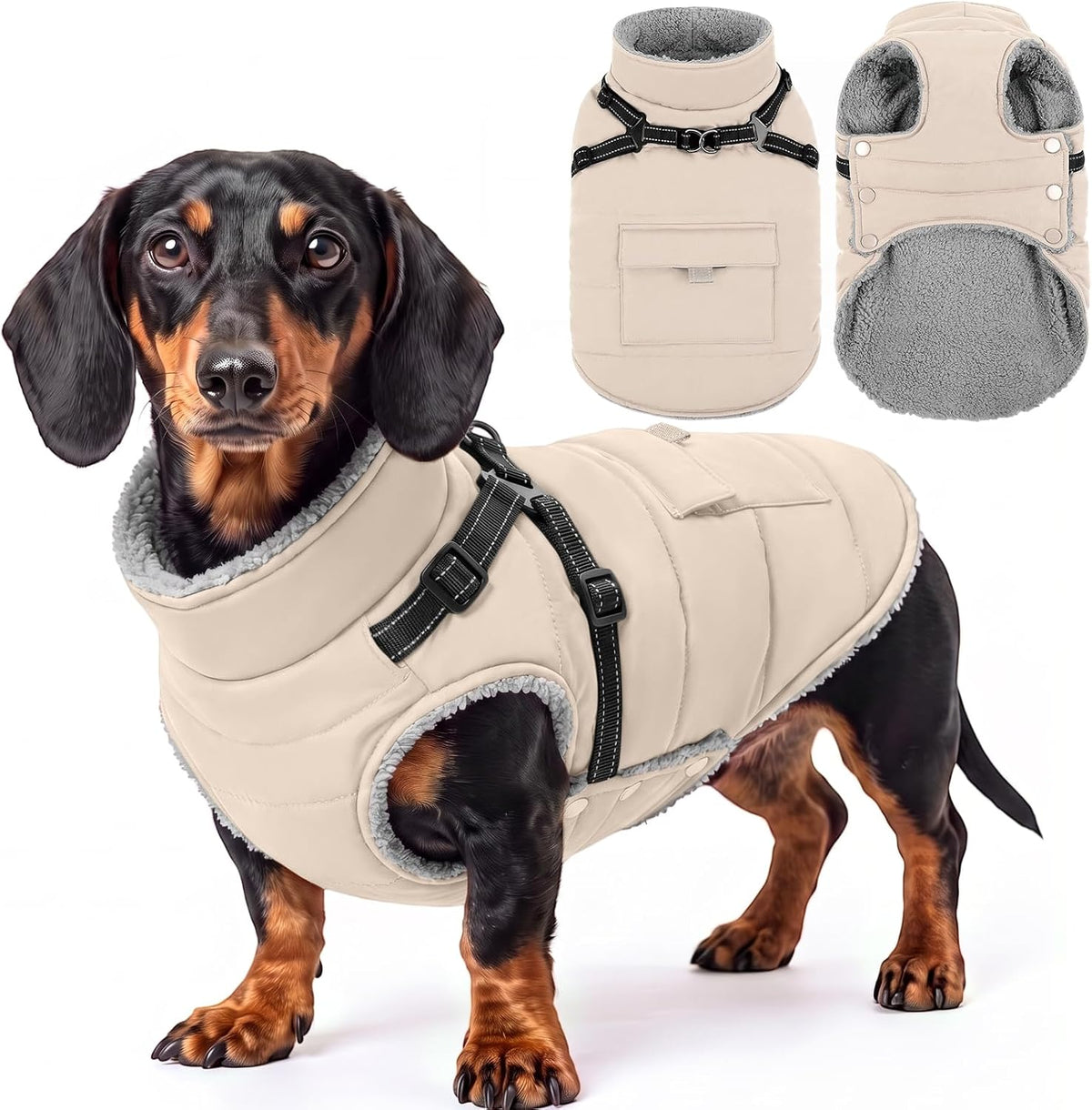 Dog Coat with Harness Built In, Dog Coats for Small Dogs