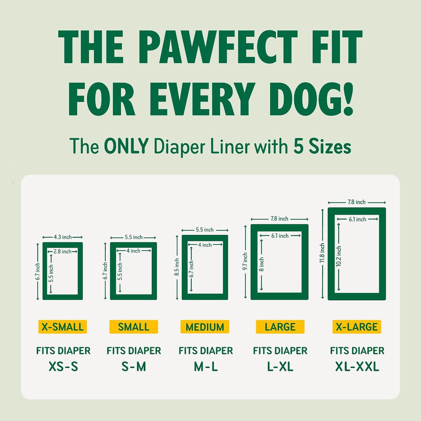 PAWPANG Dog Diaper Liners, Booster Pads for Male & Female Dogs, 100Ct, S | Extra Leak Protection