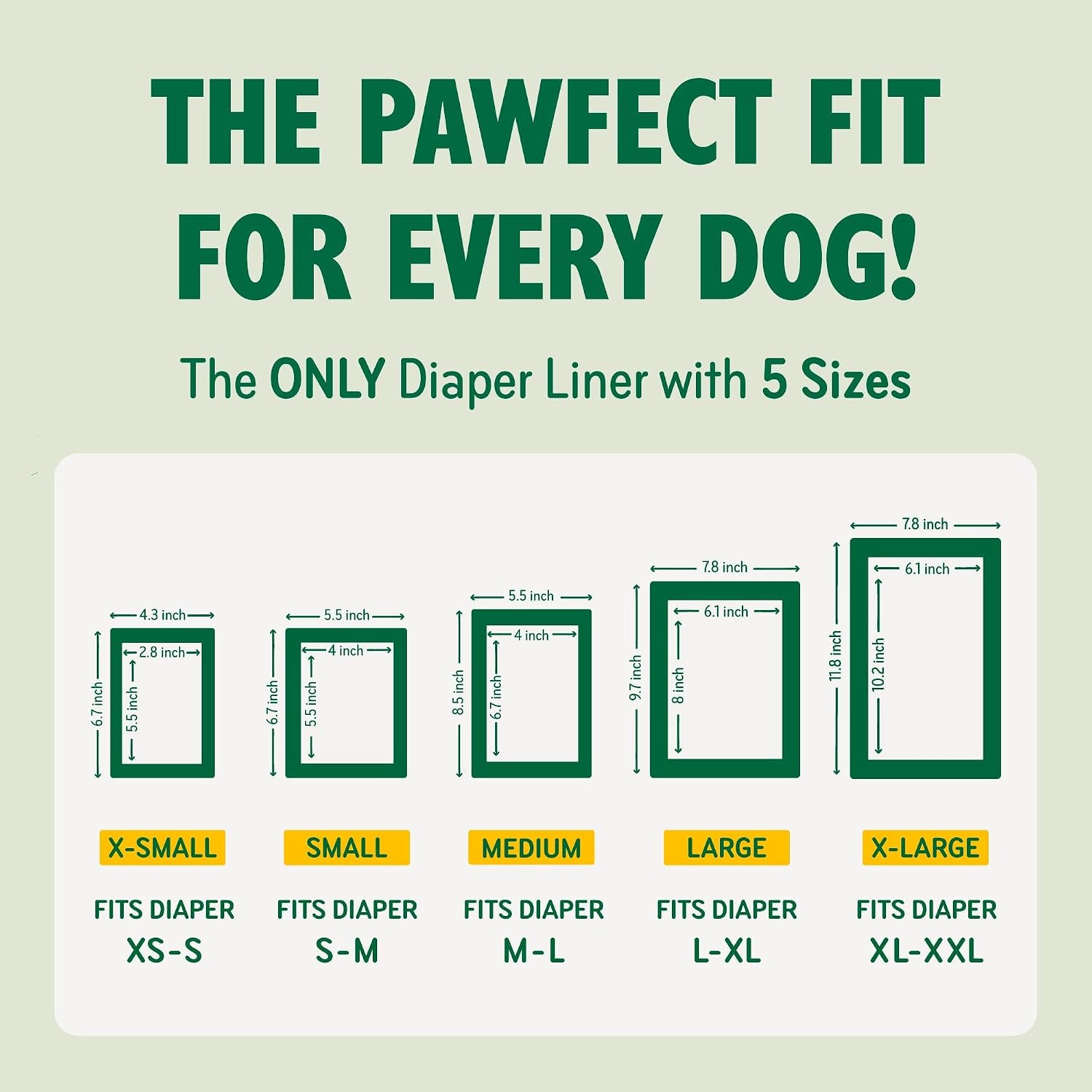 PAWPANG Dog Diaper Liners, Booster Pads for Male & Female Dogs, 100Ct, S | Extra Leak Protection