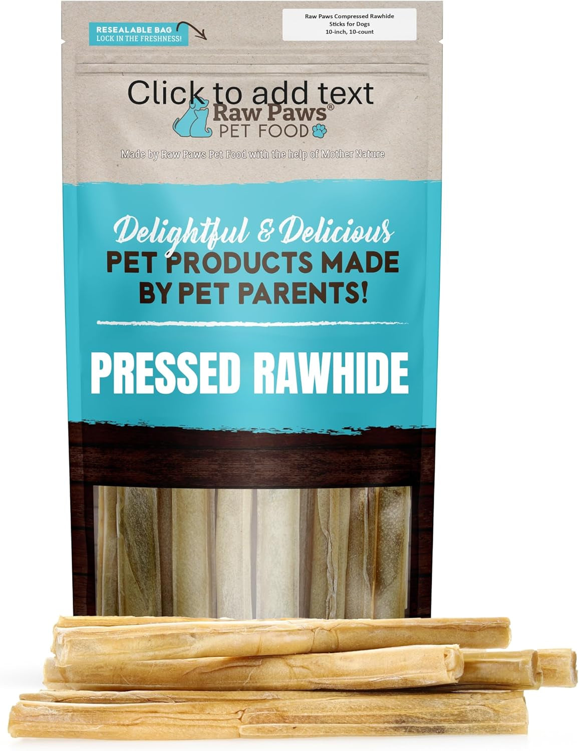 Raw Paws 10-Inch Compressed Rawhide Sticks for Dogs, 10-Ct - Pressed Rawhide Chews for Large & Medium Dogs - Safe Hide Rolls - Natural Dog Chew Long Lasting for Aggressive Chewers