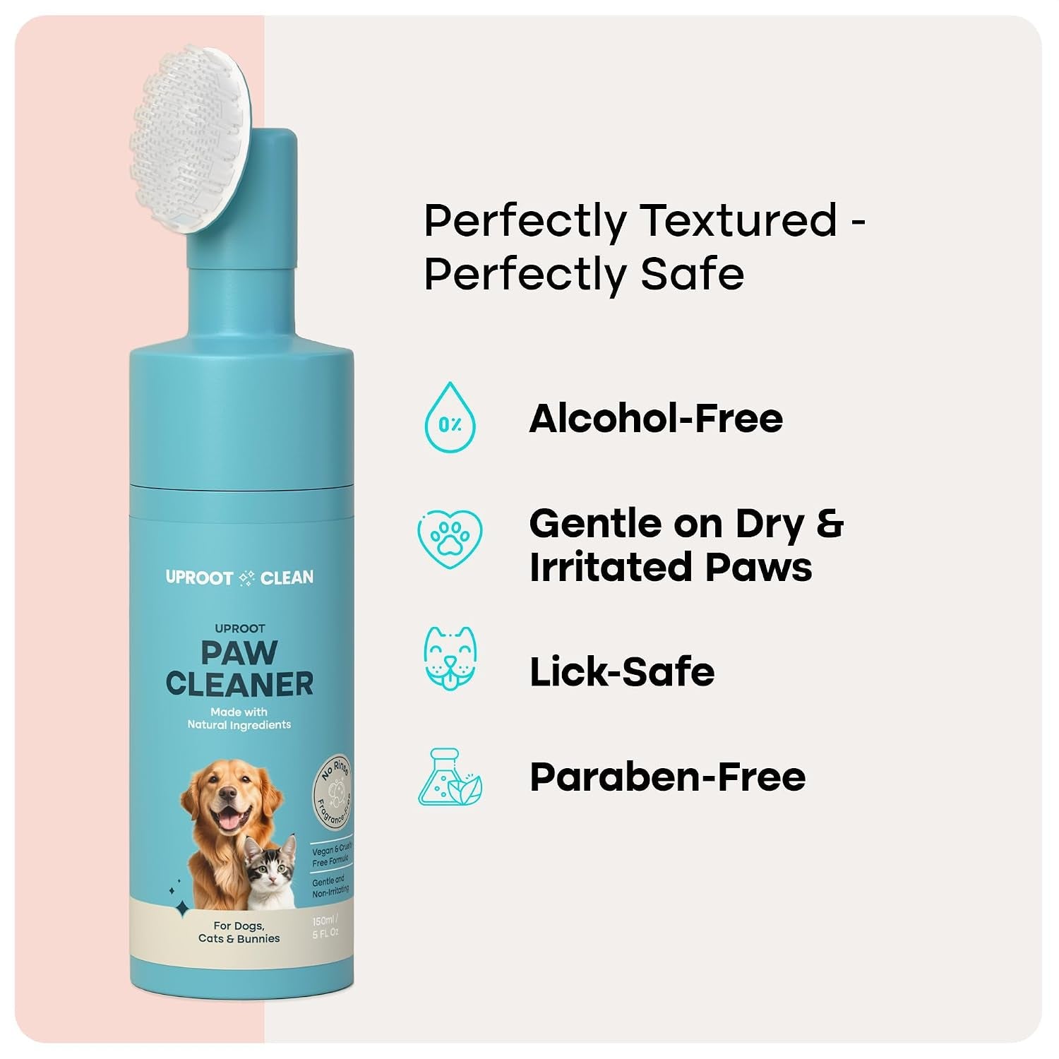 Uproot Clean Dog Paw Cleaner - No-Rinse Paw Cleaner for Dogs - Easy Dog Foot Washer with Bristle Brush - Fragrance-Free Foot Scrubber for Home and On-The-Go - Hypoallergenic & Safe All Dogs