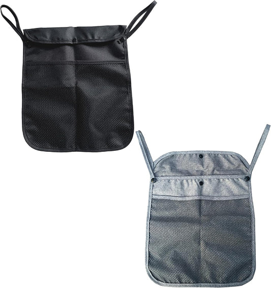 2Pcs Pack Baby Stroller Organizer with Two Compartments Front Mesh Pocket for Bottle Nappy Diaper Storage,Fits for Stroller like Uppababy, Baby Jogger, Britax, Bugaboo, BOB (BLACK E)