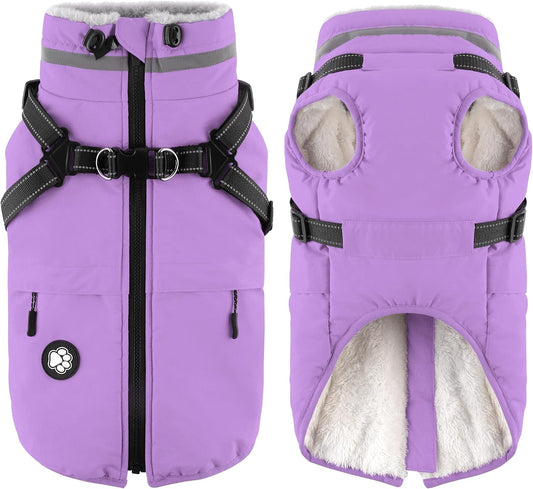 Dogcheer Dog Warm Coat with Harness, Waterproof Dog Cold Weather Coats