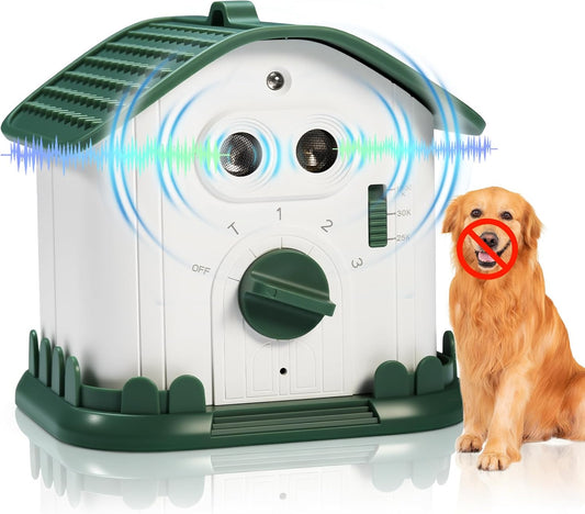 Anti Barking Device for Dogs, Dual Core Ultrasonic Dog Bark Deterrent Device, 4 Modes 50FT Range, Rechargeable Waterproof Silencer Indoor Outdoor, Safe Humane Training Tool