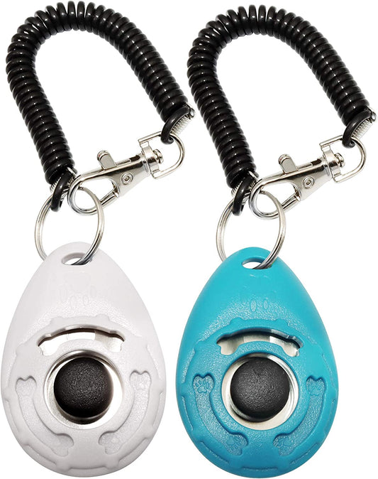 Chadou Training Clicker for Pet like Dog Cat Horse Bird Dolphin Puppy with Wrist Strap, 2 Pack