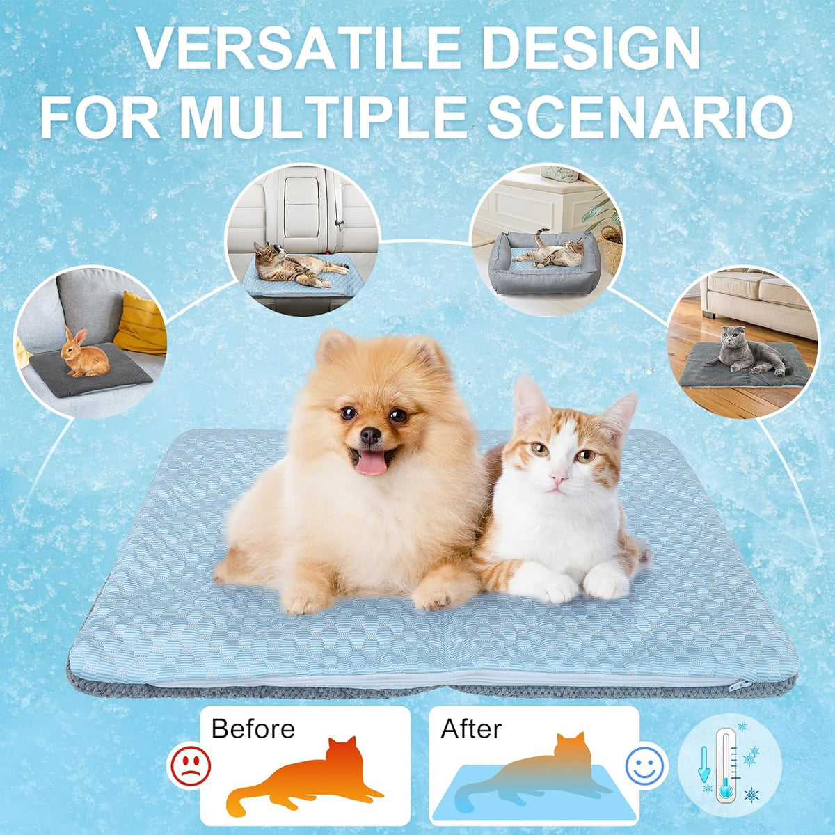 BEAUTYZOO Cooling Mat for Cats, Reversible Warm & Cooling Cat Bed,26" X 17"