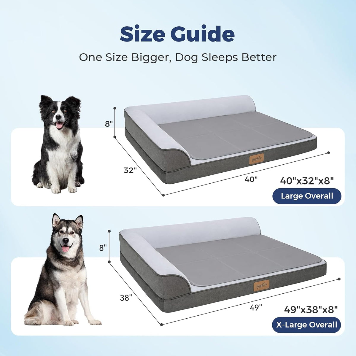 Cooling Dog Bed for Large Dogs, Orthopedic Dog Bed with Cooling Gel Mat, Removable Washable Cover, Waterproof Lining, Non-Slip Bottom, Summer Pet Bed for Sleeping, Size:40"*32"*8"