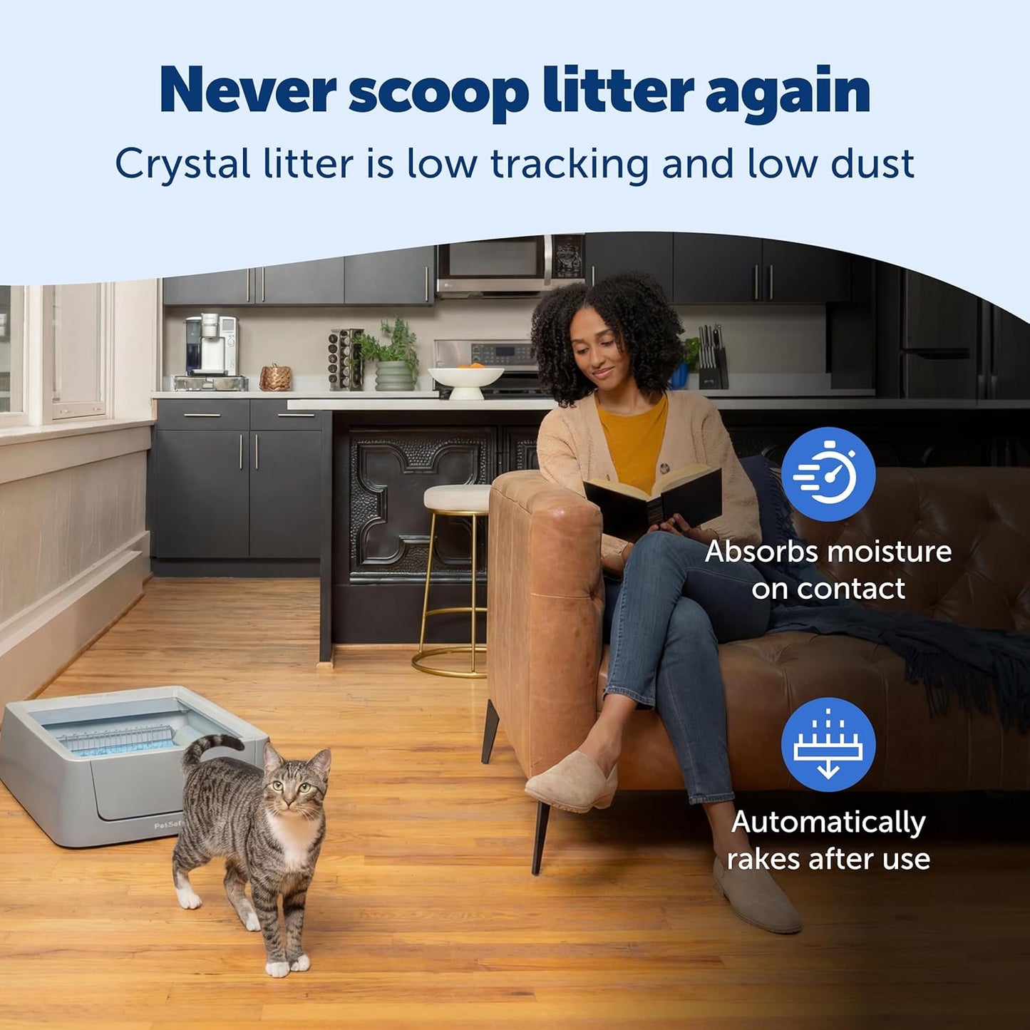 Petsafe Scoopfree Complete Smart Self-Cleaning Cat Litter Box - Wifi & App Enabled - Hands-Free Cleanup with Disposable Crystal Trays - Less Tracking, Superior Odor Control - Includes Disposable Tray