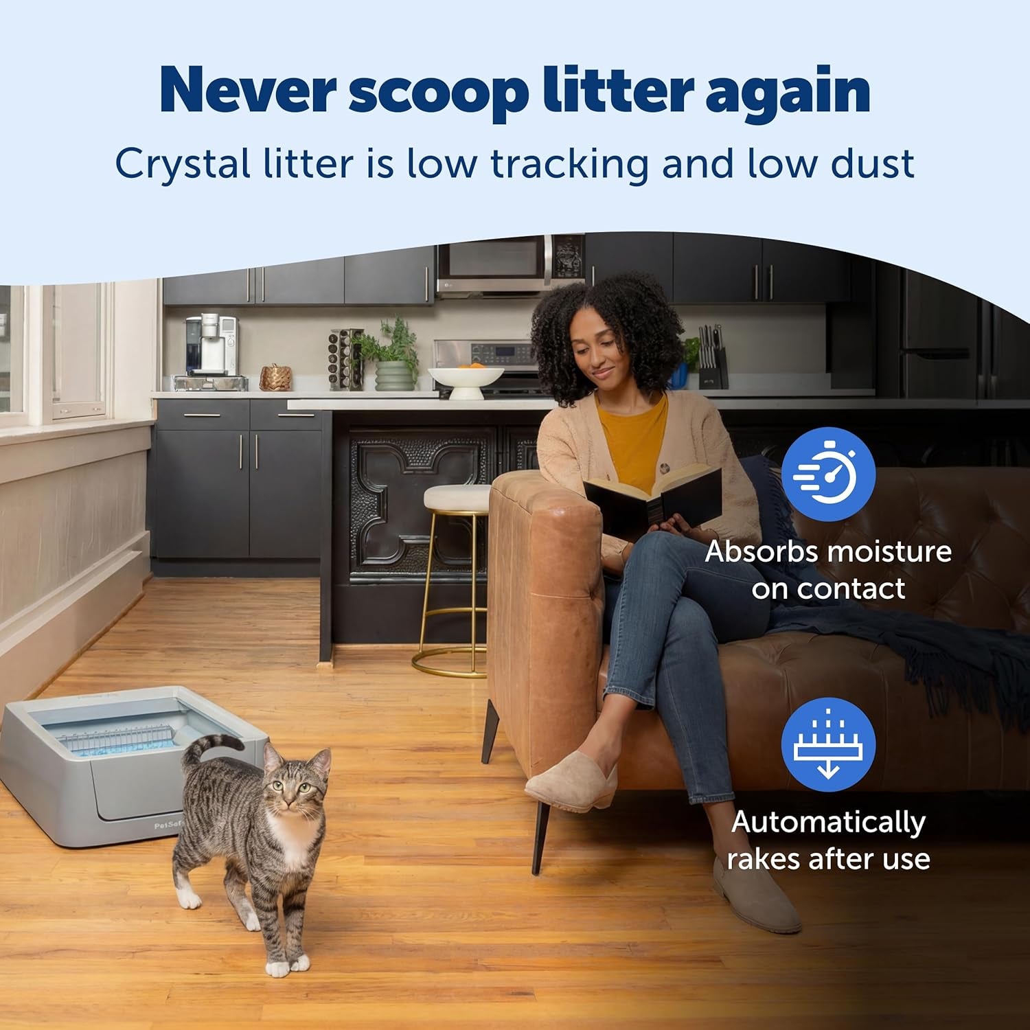 Petsafe Scoopfree Complete Smart Self-Cleaning Cat Litter Box - Wifi & App Enabled - Hands-Free Cleanup with Disposable Crystal Trays - Less Tracking, Superior Odor Control - Includes Disposable Tray
