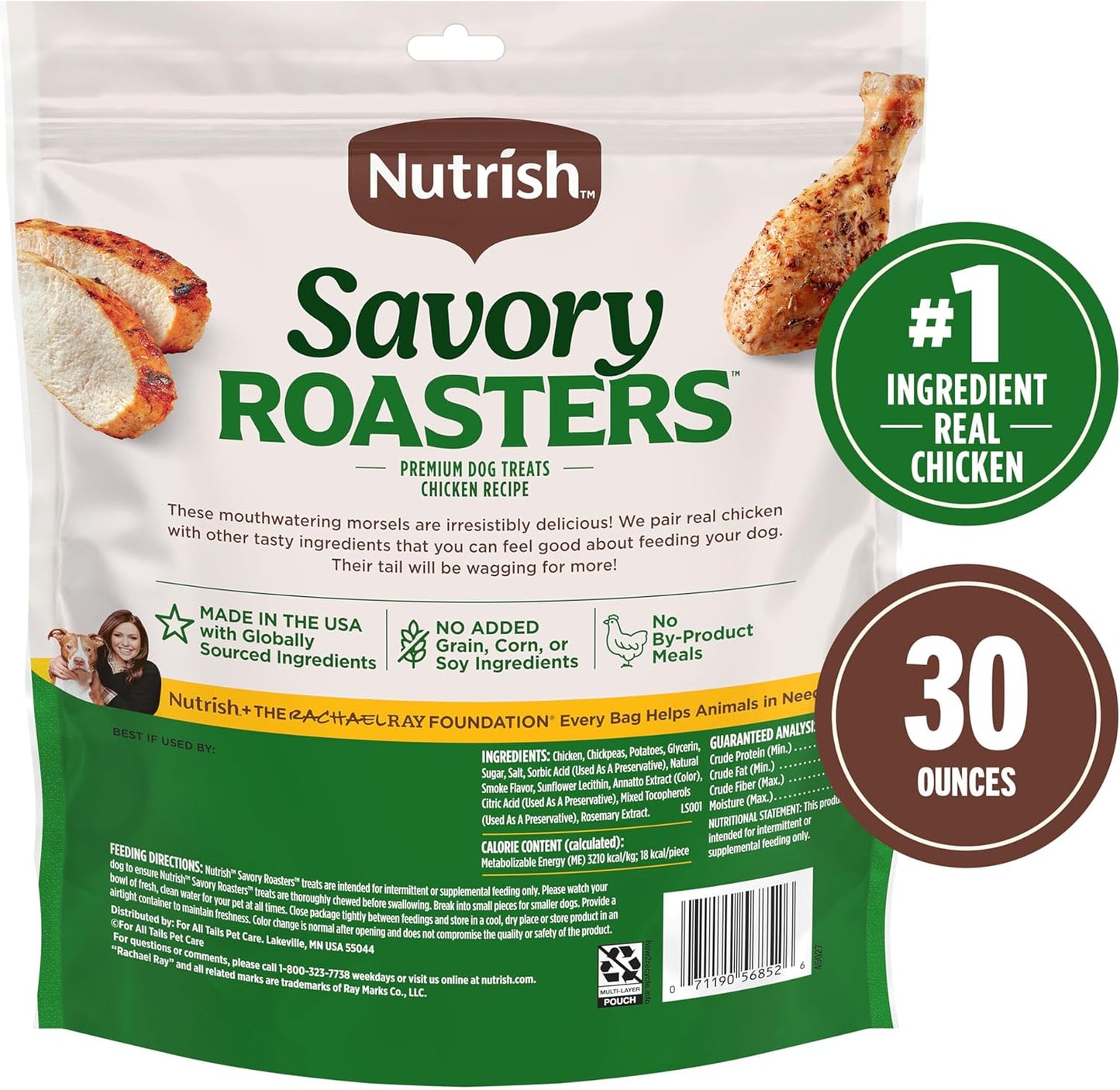 Nutrish Savory Roasters Chicken Recipe Premium Dog Treats, 30 Oz. Pouch (Rachael Ray)