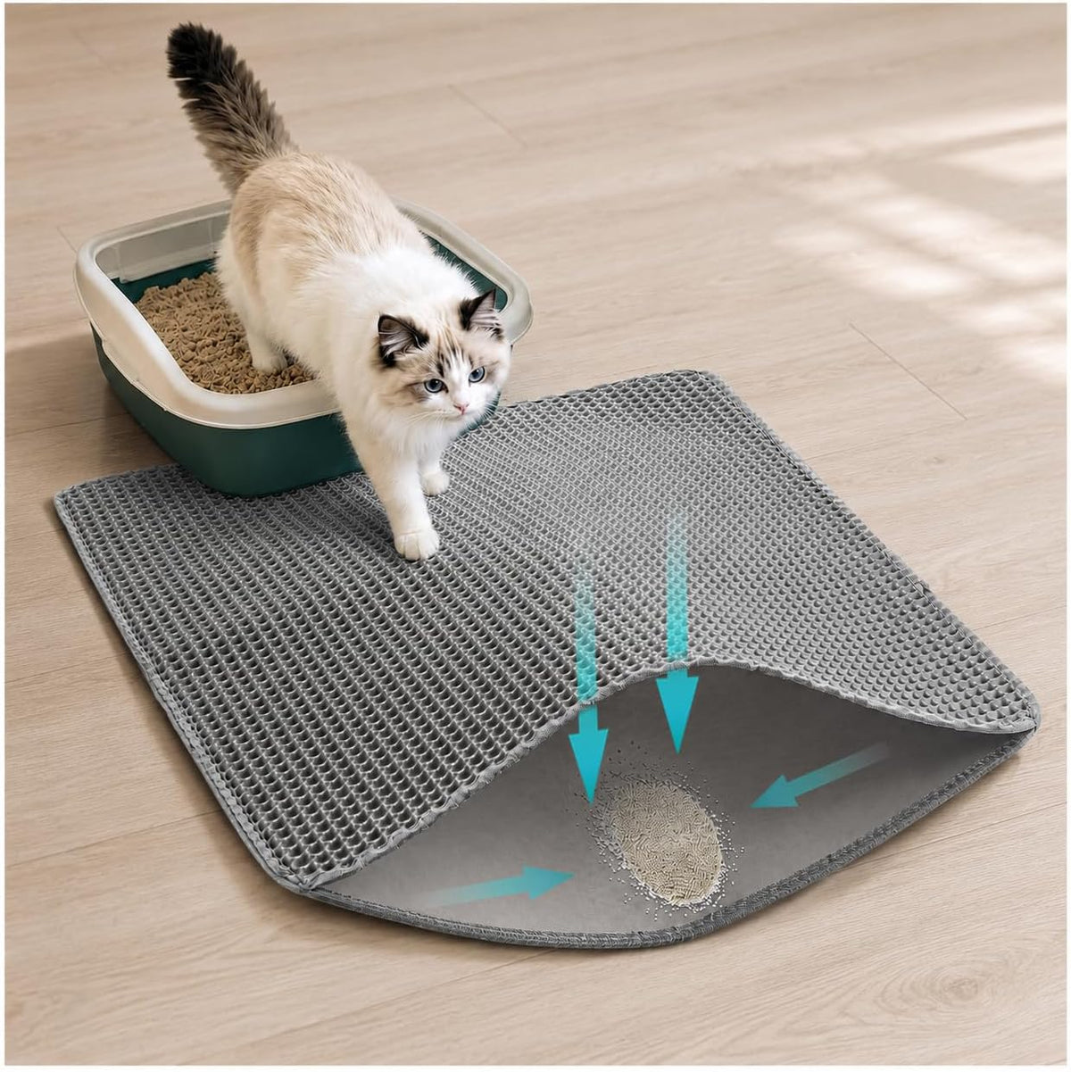 Cat Litter Mat for Litter Box Washable Urineproof (Gray, 23.6×35.4Inch)