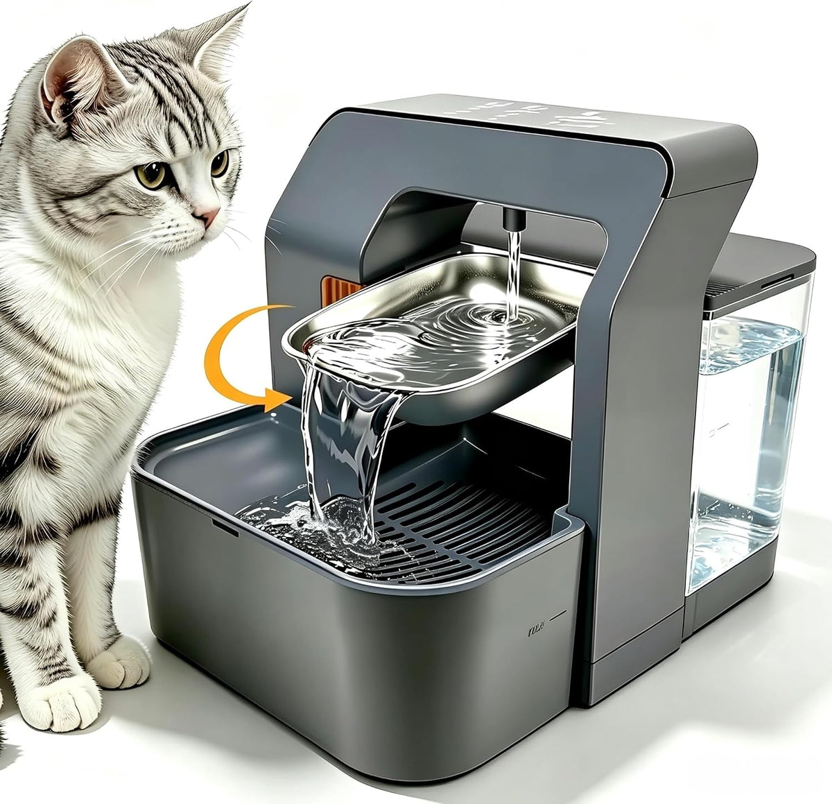 Cat Water Fountain No Filter 3.5L Stainless Steel Filterless