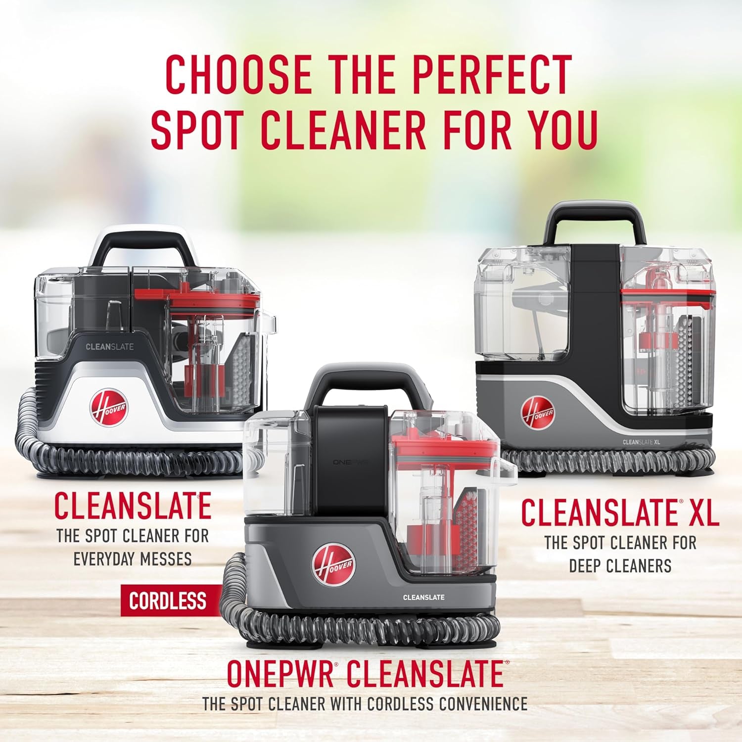 Hoover Cleanslate plus Portable Carpet + Upholstery Spot Cleaner Machine, Powerful Suction with Versatile Tools, Pet Stain Remover, Car and Auto Detailer, Pair with Hoover Carpet Cleaner Solution