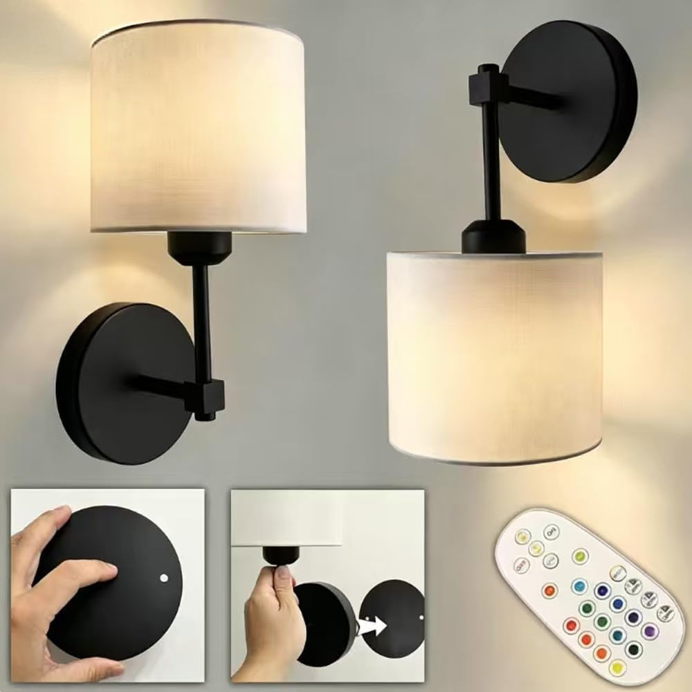 No Drill Peel and Stick Wall Sconces Battery Operated Set of 2