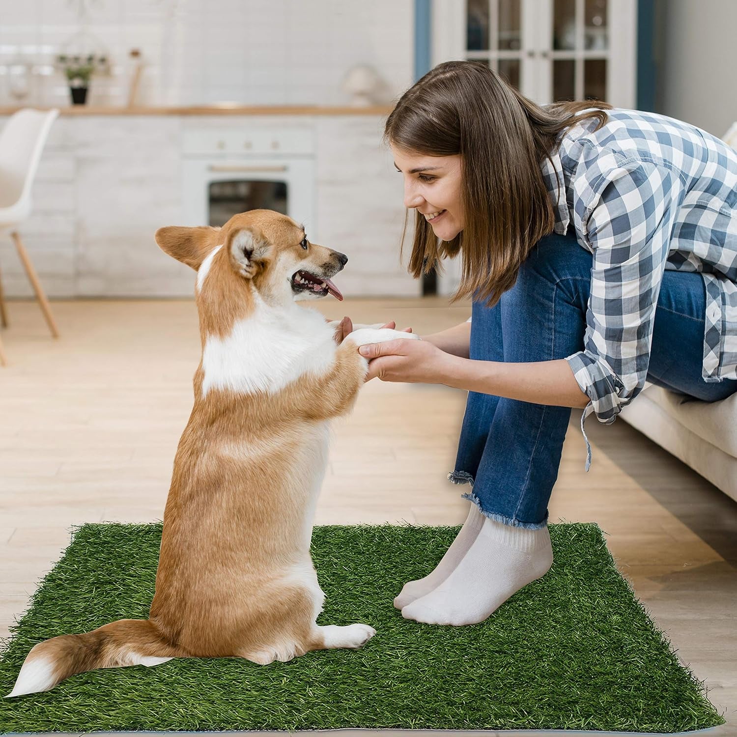 Artificial Dog Grass Pee Pad 20”X 25” 2 Pack, Grass Pad for Dogs Indoor Potty Training, Replacement Turf for Puppy, Washable Reusable Realistic Fake Grass Mat for Apartment, Balcony