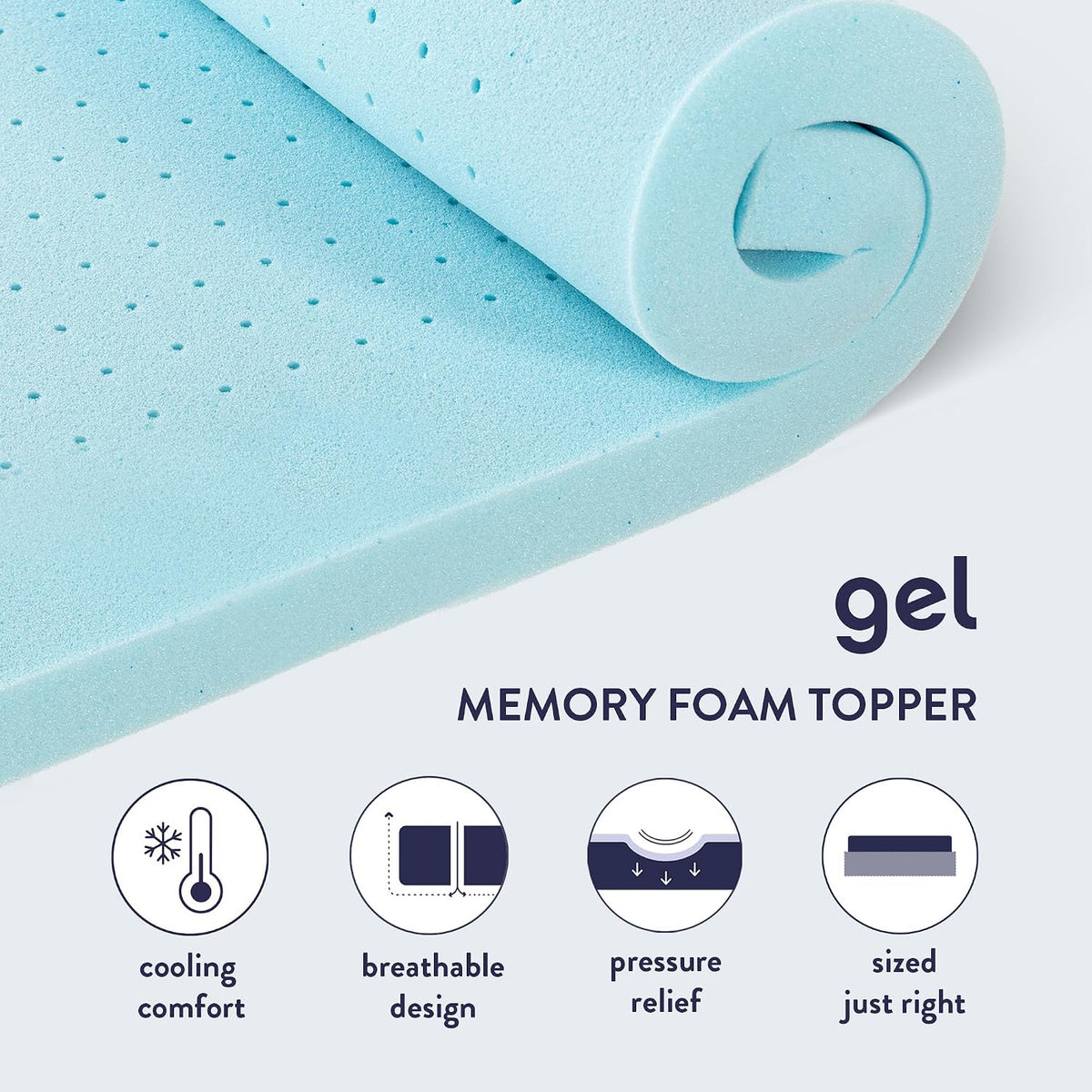 Best Price Mattress 3 Inch Ventilated Memory Foam Mattress Topper, Cooling Gel Infusion, Certipur-Us Certified, Dorm Essentials, Queen