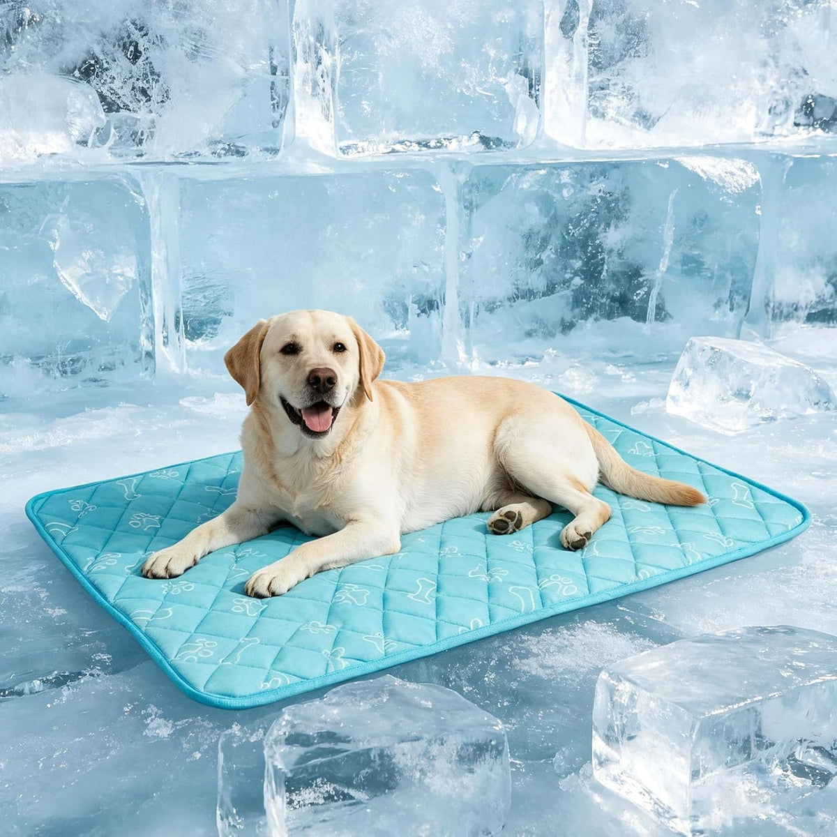 BEAUTYZOO Dog Cooling Mat, Durable Cooling Mat for Large Dogs 35X23In, Blue