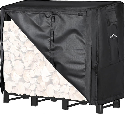 Himal 4Ft Firewood Rack Cover Outdoor Waterproof, Black