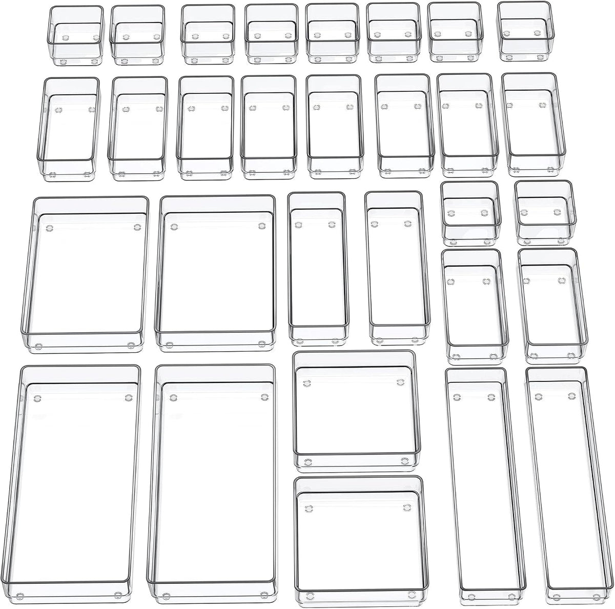 SMARTAKE 30-Piece Drawer Organizer with Non-Slip Silicone Pads, 7-Size