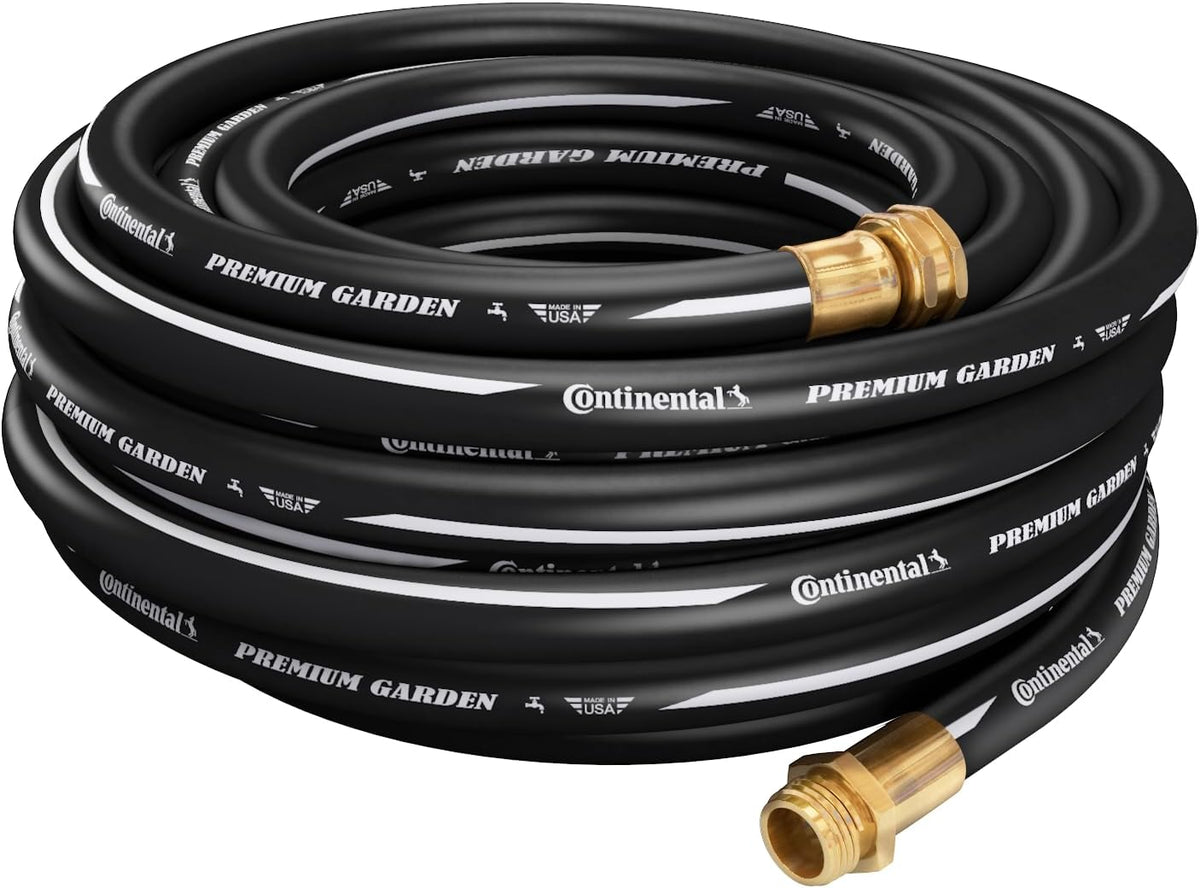 Continental Premium Garden, Black Heavy Duty Cold Water Garden Hose, 5/8In inside Diameter X 25Ft Length, Male X Female Garden Hose Thread