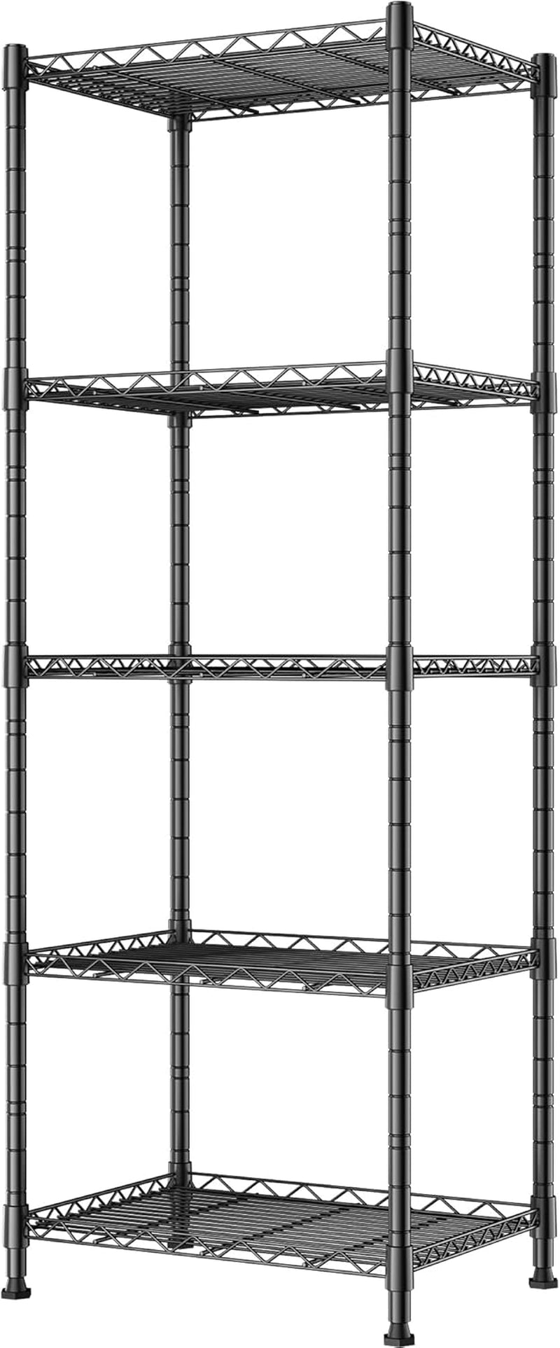 REGILLER 5-Wire Shelving Metal Storage Rack Adjustable Shelves,Standing Storage Shelf Units for Laundry Bathroom Kitchen Pantry Closet(Black,11.8" D X 16.6" W X 53.5" H)