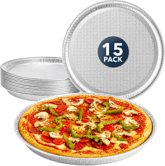 Disposable Pizza Pans 12 Inch (15 Pack) - round Aluminum Pizza Pan Disposable for Individual Pizzas, Cookies, Cakes, round Foil Focaccia Pan, round Foil Pizza Pans Trays, Large Serving Trays for Pizza