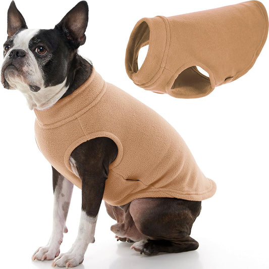 Gooby Stretch Fleece Vest Dog Sweater, Sand, 2X-Large