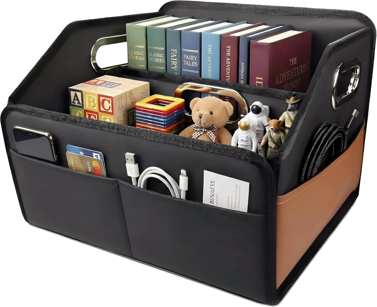Noaman Leather Car Storage Organizer Back Front Seat Car Organizer Black