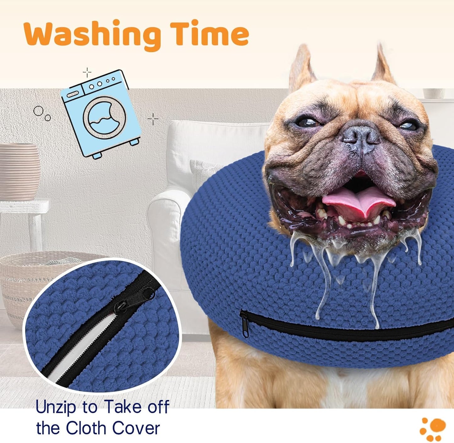 Supet Inflatable Dog Cone Collar for Dogs to Stop Licking, Dog Donut Collar after Surgery, Soft Pet Cone for Small Medium Large Dogs