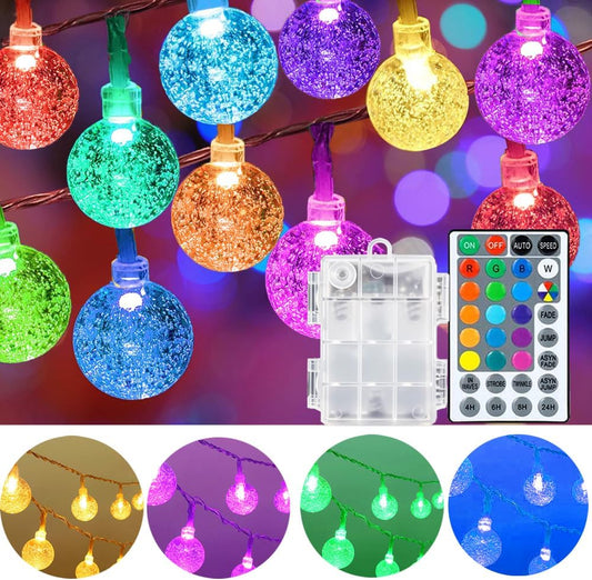 Mocalido 20Ft Battery Operated Globe String Lights Color Changing, 40 Leds Hanging Lights Outdoor Indoor Waterproof with Remote, Colored Twinkle Lights for Camping Tent Decor