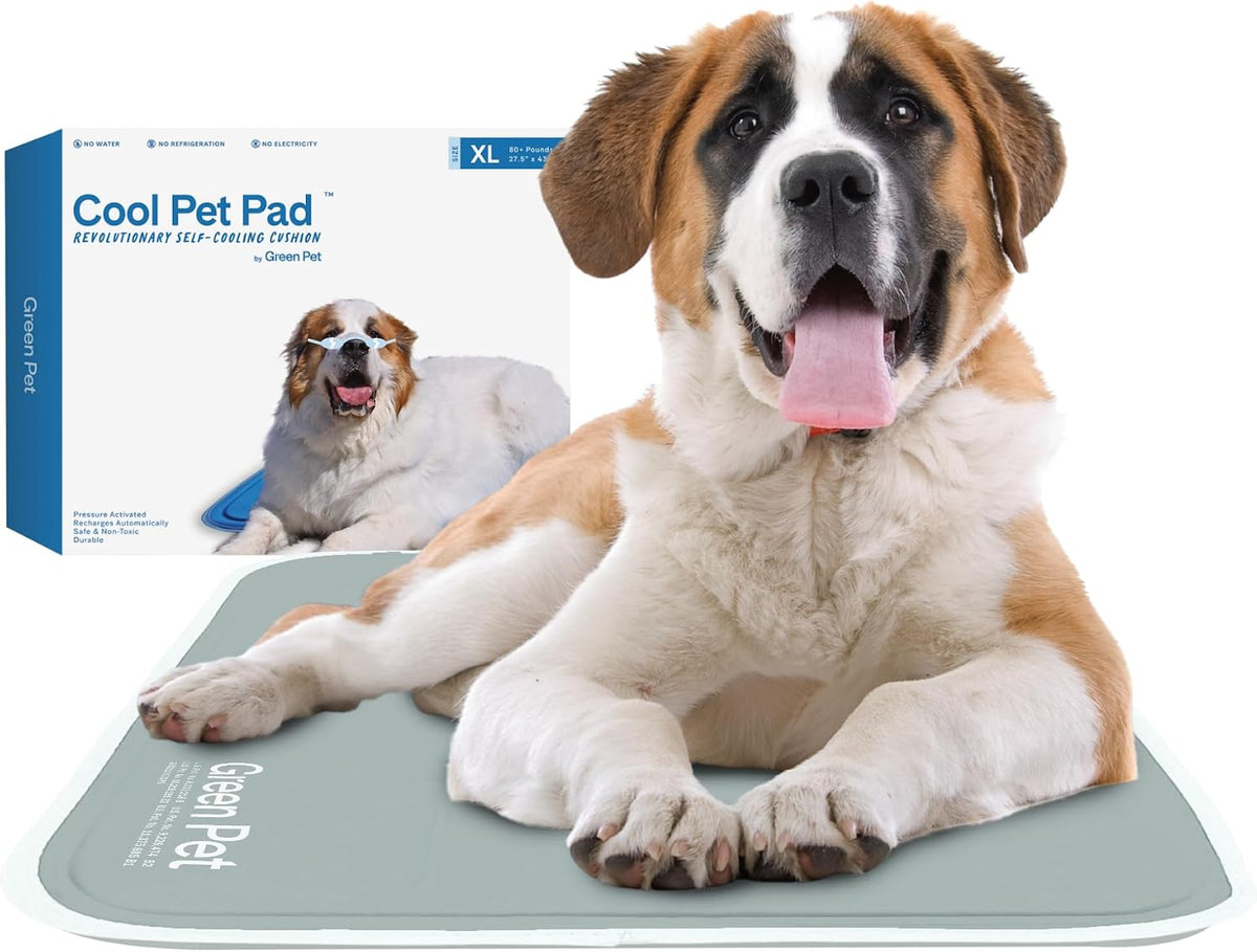 The Green Pet Shop Cool Pet Pad - Extra Large, Sage Grey - Self-Cooling, Pressure Activated Mat for Dogs & Cats from 80+ Lbs - Non-Toxic Gel, No Water Needed