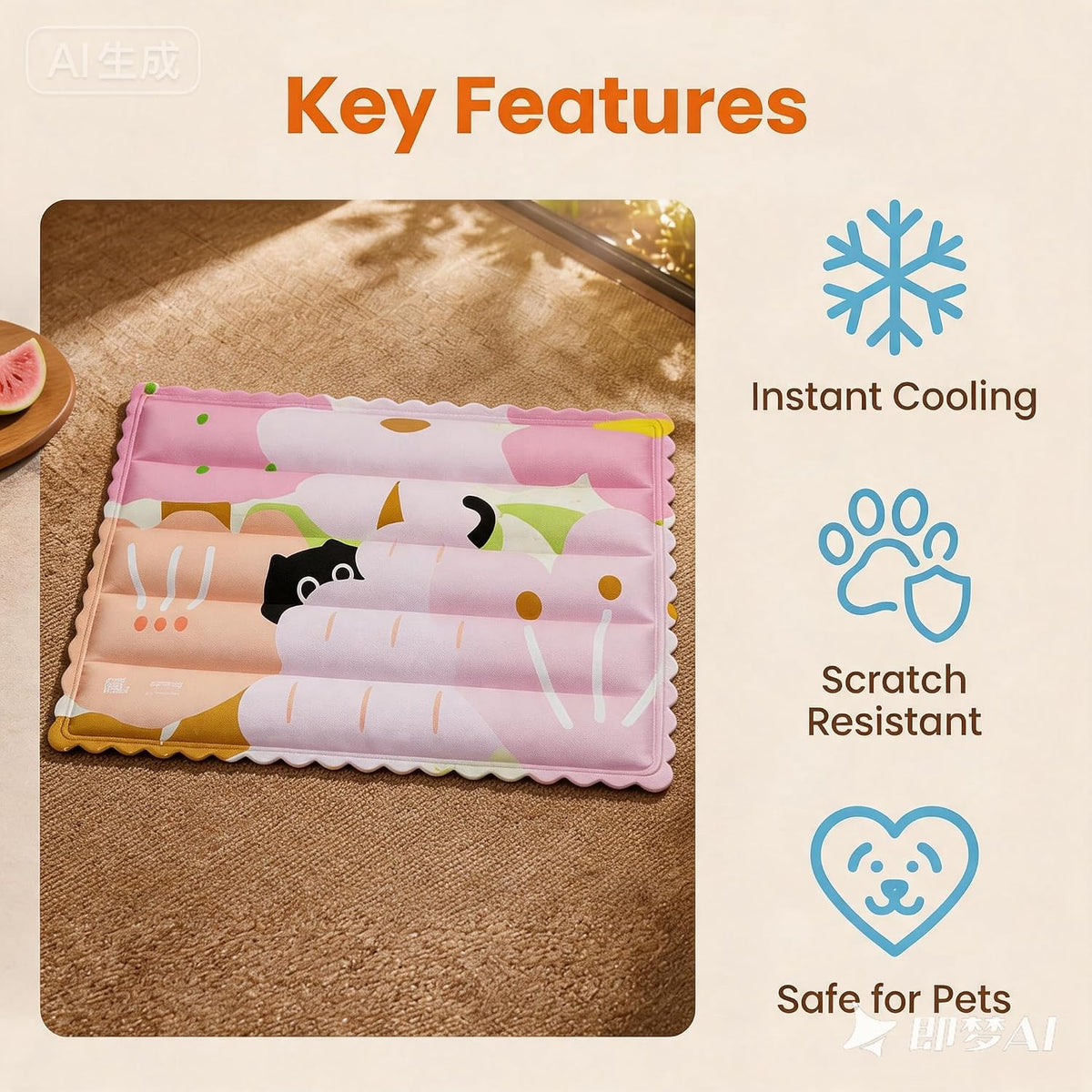 Cat Dog Cooling Mat 24"×18", Gel Cooling Pad Waterproof Scratch Resistant
