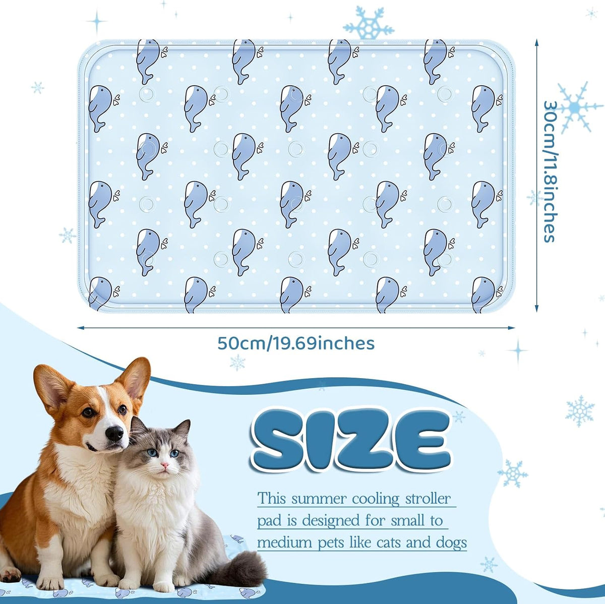 Nuanchu Pet Cooling Mat, Whale, 11.81 X 19.69 Inches, 1 Pcs