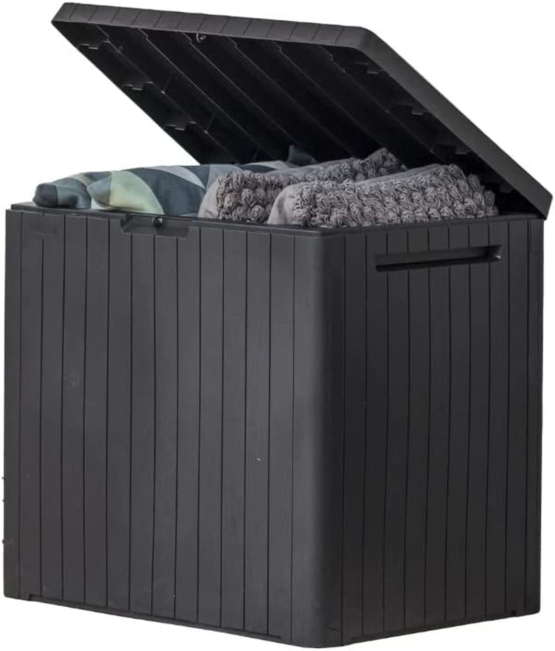 Keter City 30 Gal Outdoor Storage Box and Patio Side Table