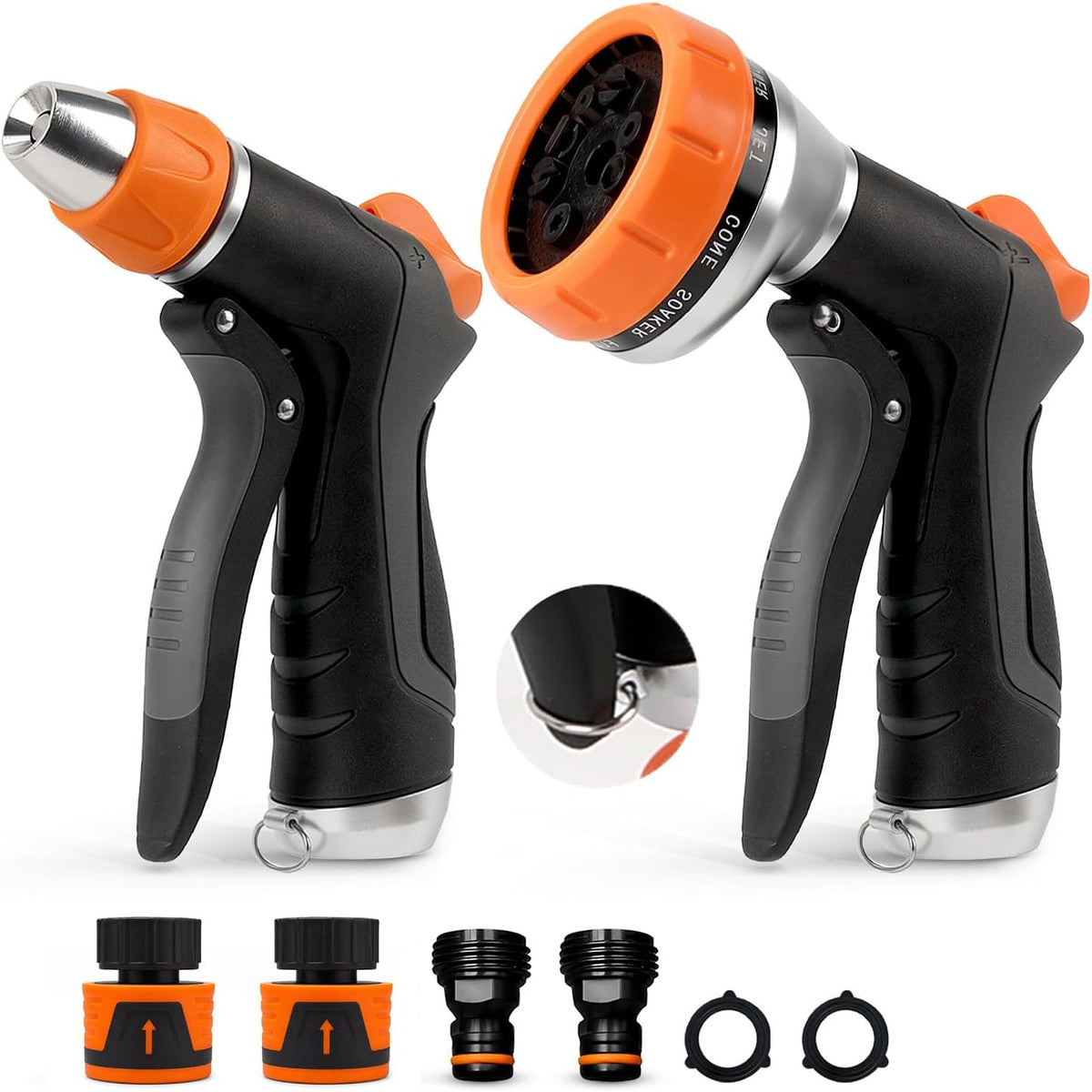 HOOFUN 2 Pack Garden Hose Nozzle High Pressure 10 & 2 Water Hose Nozzle