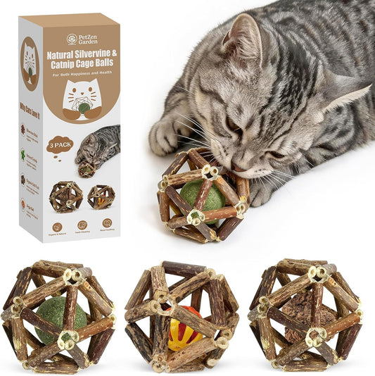 Silvervine Cage Balls Cat Chew Toy with Catnip, 3 Pack